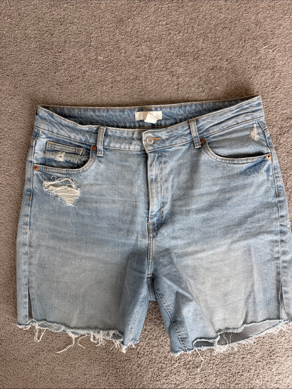 H&M Light Blue Distressed Denim Cutoff Shorts